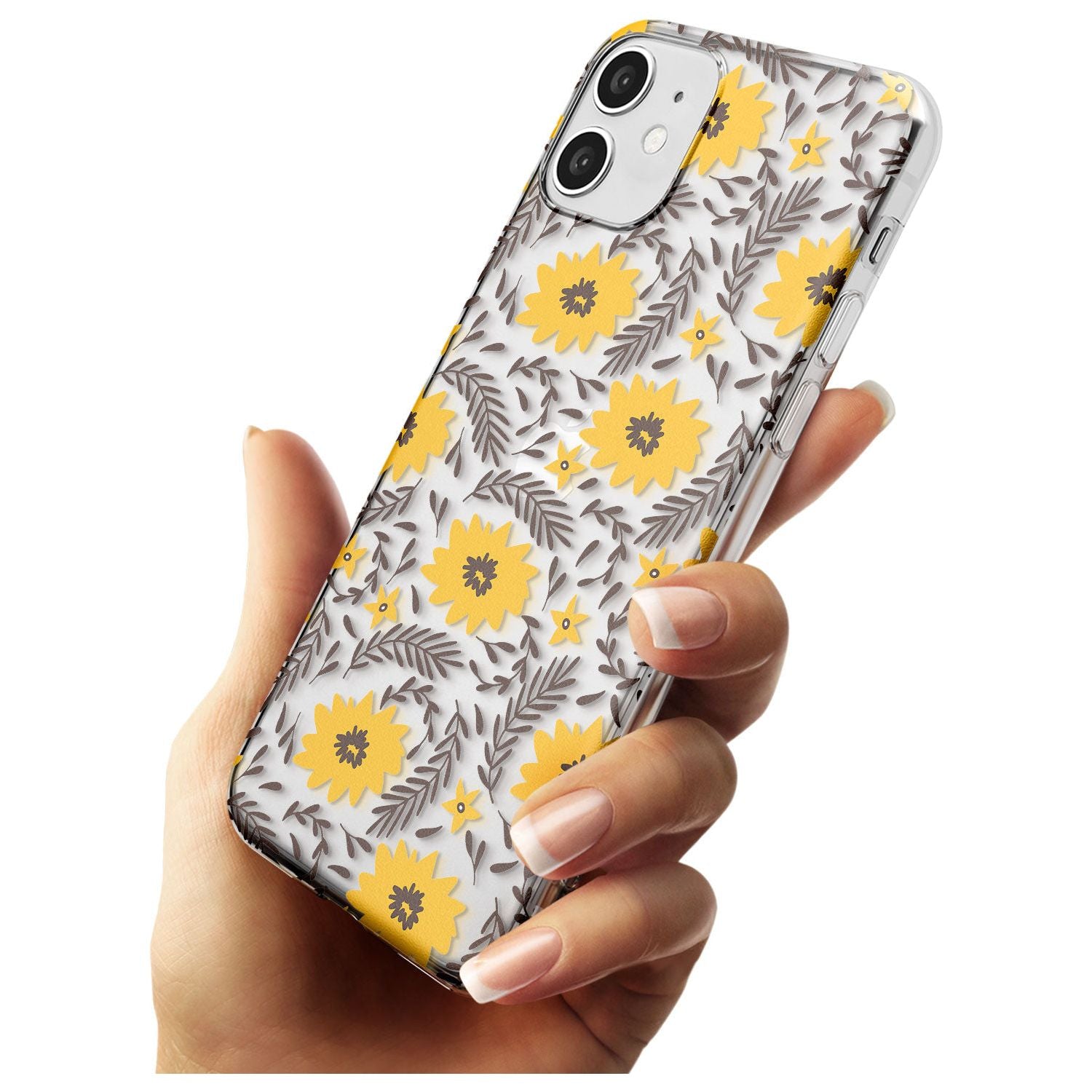 Yellow Blossoms Transparent Floral Slim TPU Phone Case for iPhone 11