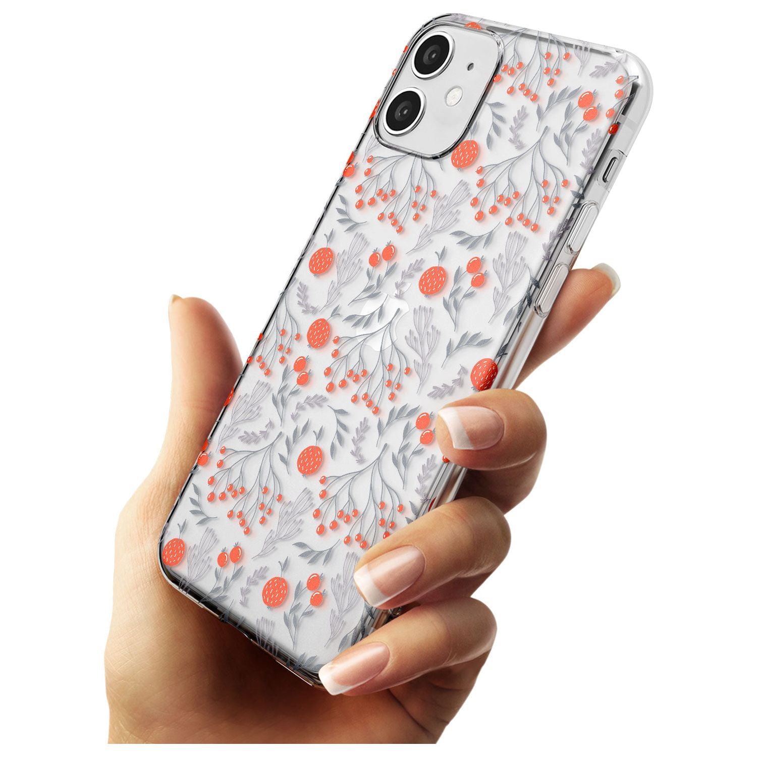Red Fruits Transparent Floral Slim TPU Phone Case for iPhone 11