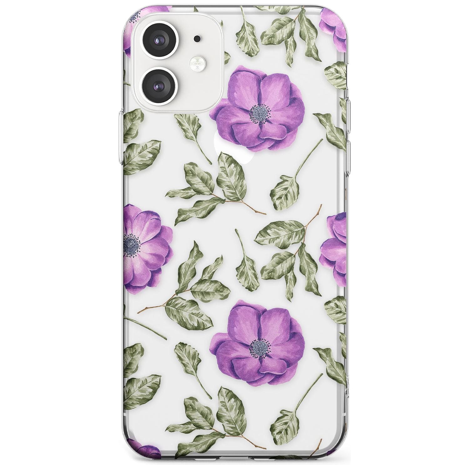 Purple Blossoms Transparent Floral Slim TPU Phone Case for iPhone 11