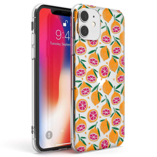 Blood Orange Fruit Pattern Transparent Phone Case iPhone 11 / Clear Case,iPhone 12 / Clear Case,iPhone 12 Mini / Clear Case Blanc Space