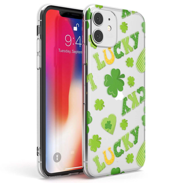 Lucky Irish Clover Phone Case iPhone 11 / Clear Case,iPhone 12 / Clear Case,iPhone 12 Mini / Clear Case Blanc Space