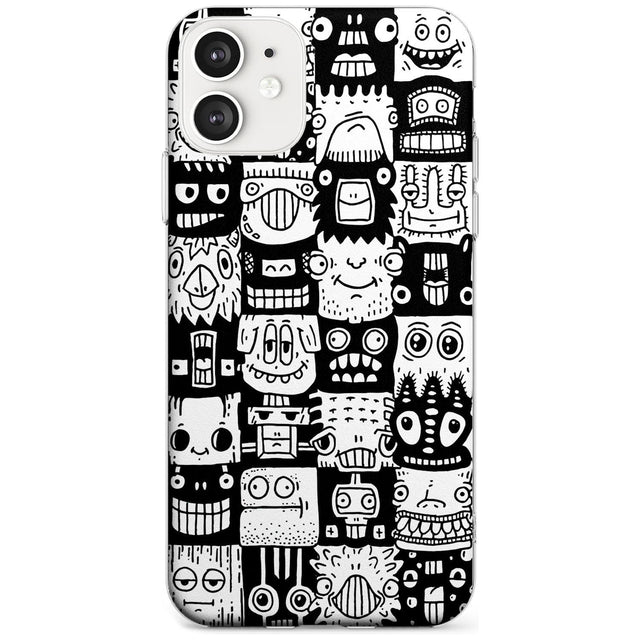 Checkerboard Heads Phone Case iPhone 12 / Clear Case,iPhone 12 Mini / Clear Case,iPhone 11 / Clear Case Blanc Space