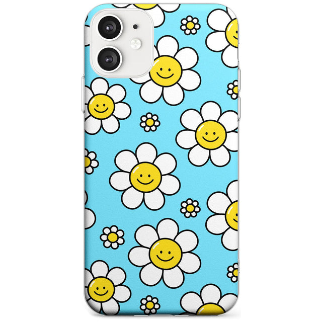 Daisy Faces Kawaii Pattern Phone Case iPhone 12 / Clear Case,iPhone 12 Mini / Clear Case,iPhone 11 / Clear Case Blanc Space