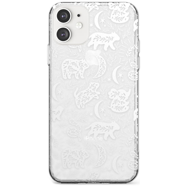 Forest Animal Silhouettes: White/Clear Phone Case iPhone 11 / Clear Case,iPhone 12 / Clear Case,iPhone 12 Mini / Clear Case Blanc Space