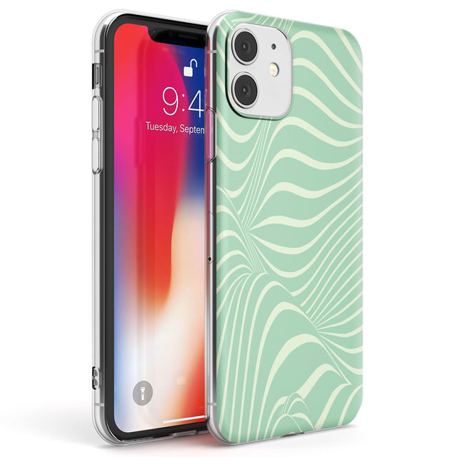 Mint Green Distorted Line Phone Case iPhone 11 / Clear Case,iPhone 12 / Clear Case,iPhone 12 Mini / Clear Case Blanc Space