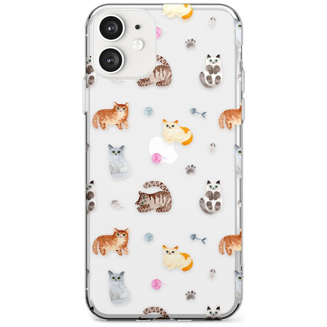 Cats with Toys - Clear Black Impact Phone Case for iPhone 11