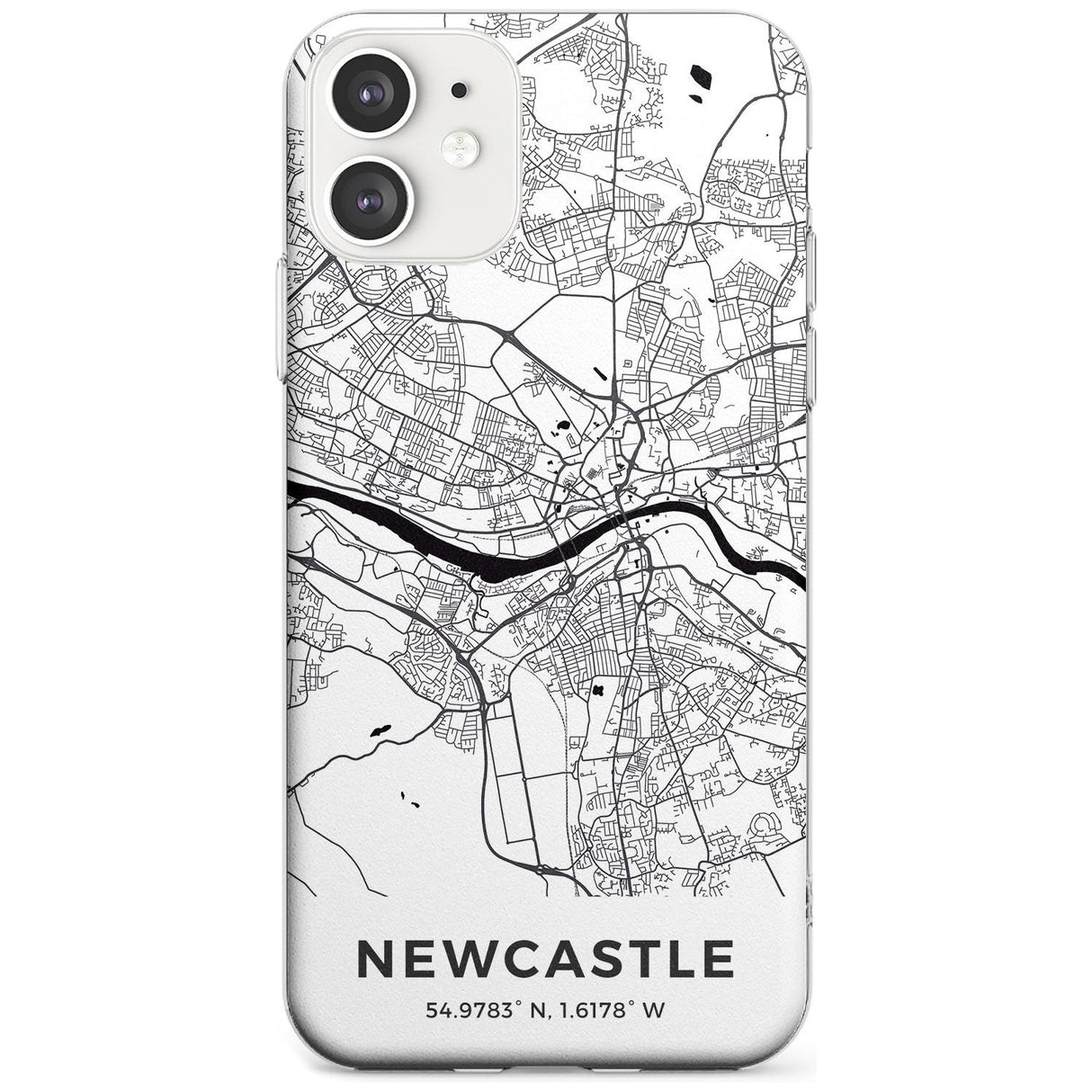 Map of Newcastle, England Slim TPU Phone Case for iPhone 11