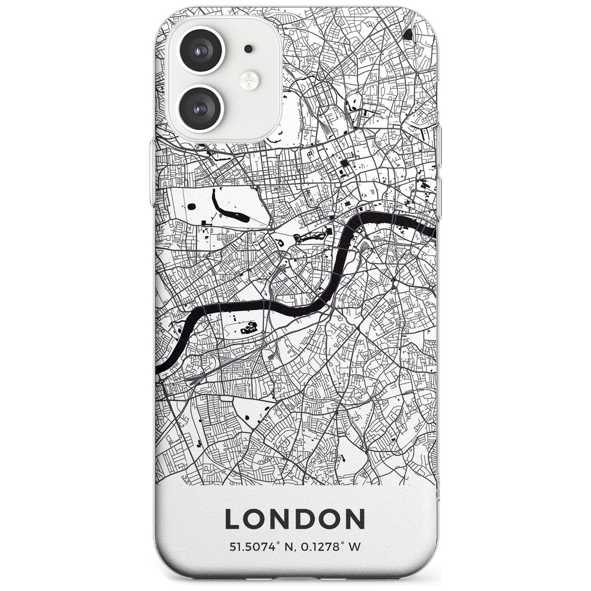 Map of London, England Slim TPU Phone Case for iPhone 11