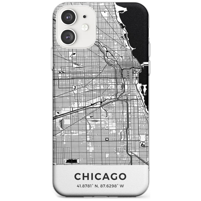 Map of Chicago, Illinois Slim TPU Phone Case for iPhone 11
