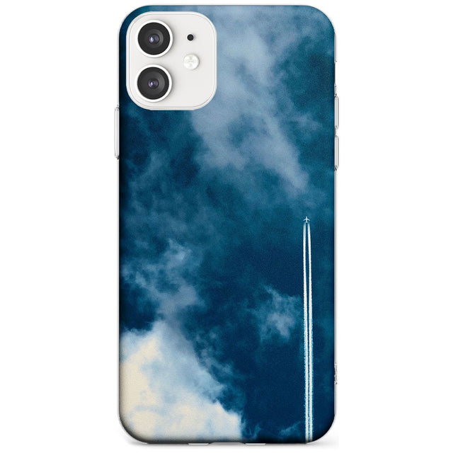 Plane in Cloudy Sky Photograph Slim TPU Phone Case for iPhone 11