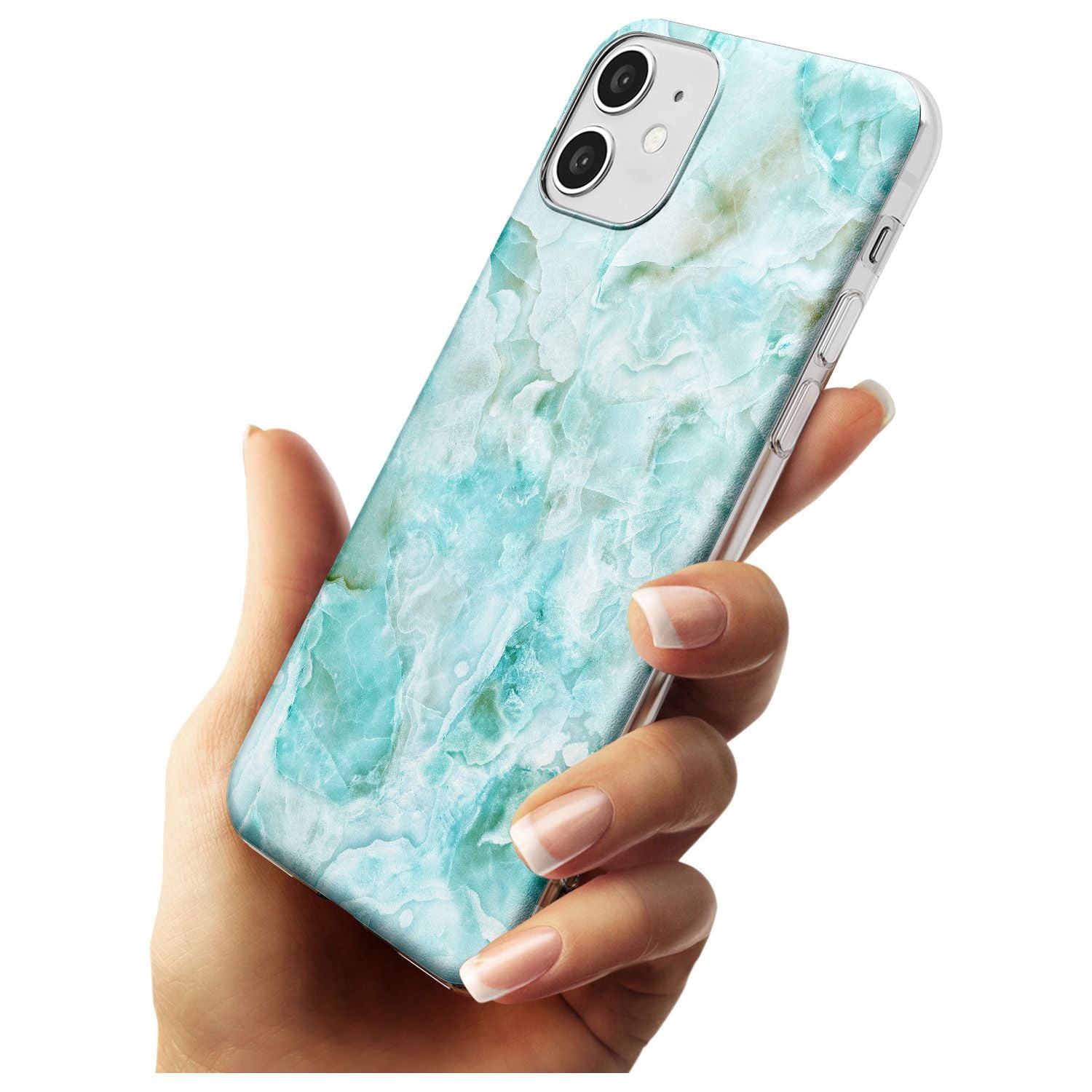 Turquoise Aqua Onyx Marble Black Impact Phone Case for iPhone 11