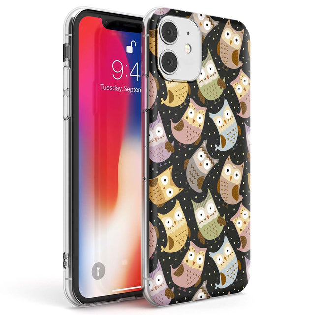 Cute Owl Pattern Phone Case iPhone 12 / Clear Case,iPhone 12 Mini / Clear Case,iPhone 11 / Clear Case Blanc Space
