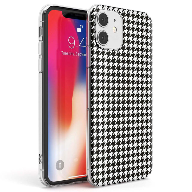 Chic Houndstooth Check Phone Case iPhone 11 / Clear Case,iPhone 12 / Clear Case,iPhone 12 Mini / Clear Case Blanc Space