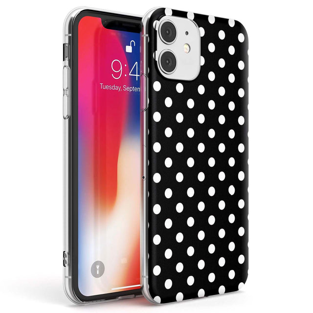 Designer Chic Black Polka Dot Phone Case iPhone 11 / Clear Case,iPhone 12 / Clear Case,iPhone 12 Mini / Clear Case Blanc Space