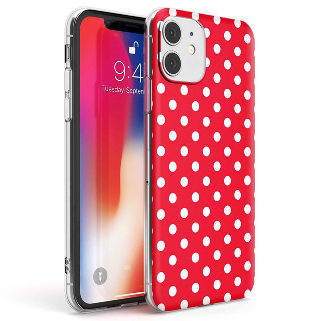 Designer Lava Red Polka Dot Phone Case iPhone 11 / Clear Case,iPhone 12 / Clear Case,iPhone 12 Mini / Clear Case Blanc Space