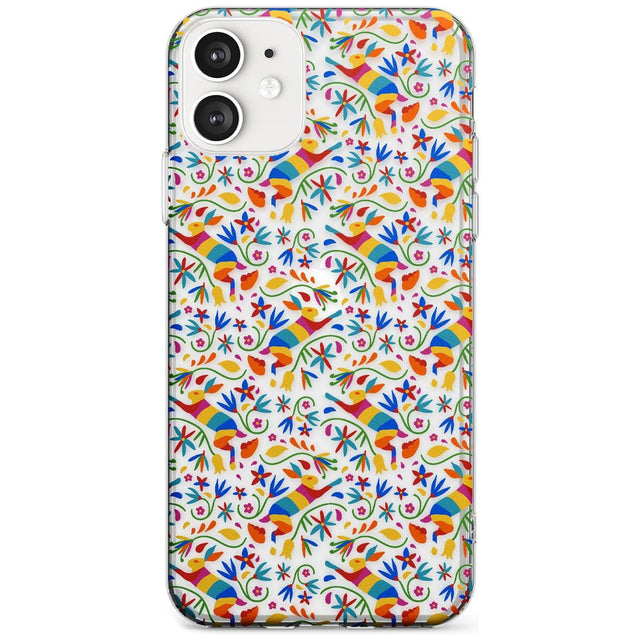 Floral Rabbit Pattern in Rainbow Black Impact Phone Case for iPhone 11