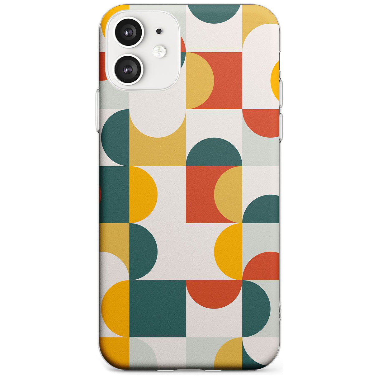 Abstract Retro Shapes: Muted Colour Mix Black Impact Phone Case for iPhone 11