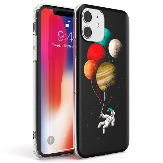 Astronaut Balloon Planets Phone Case iPhone 11 / Clear Case,iPhone 12 / Clear Case,iPhone 12 Mini / Clear Case Blanc Space