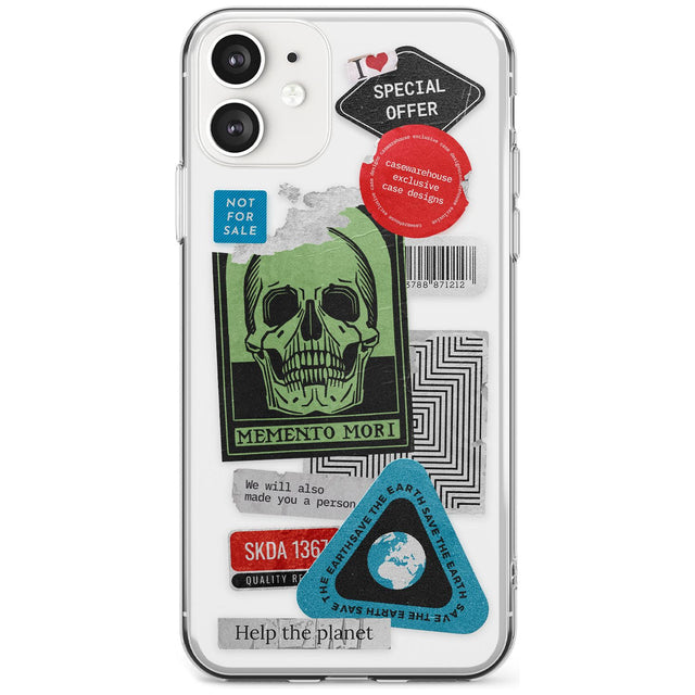 Skull Sticker Mix Black Impact Phone Case for iPhone 11