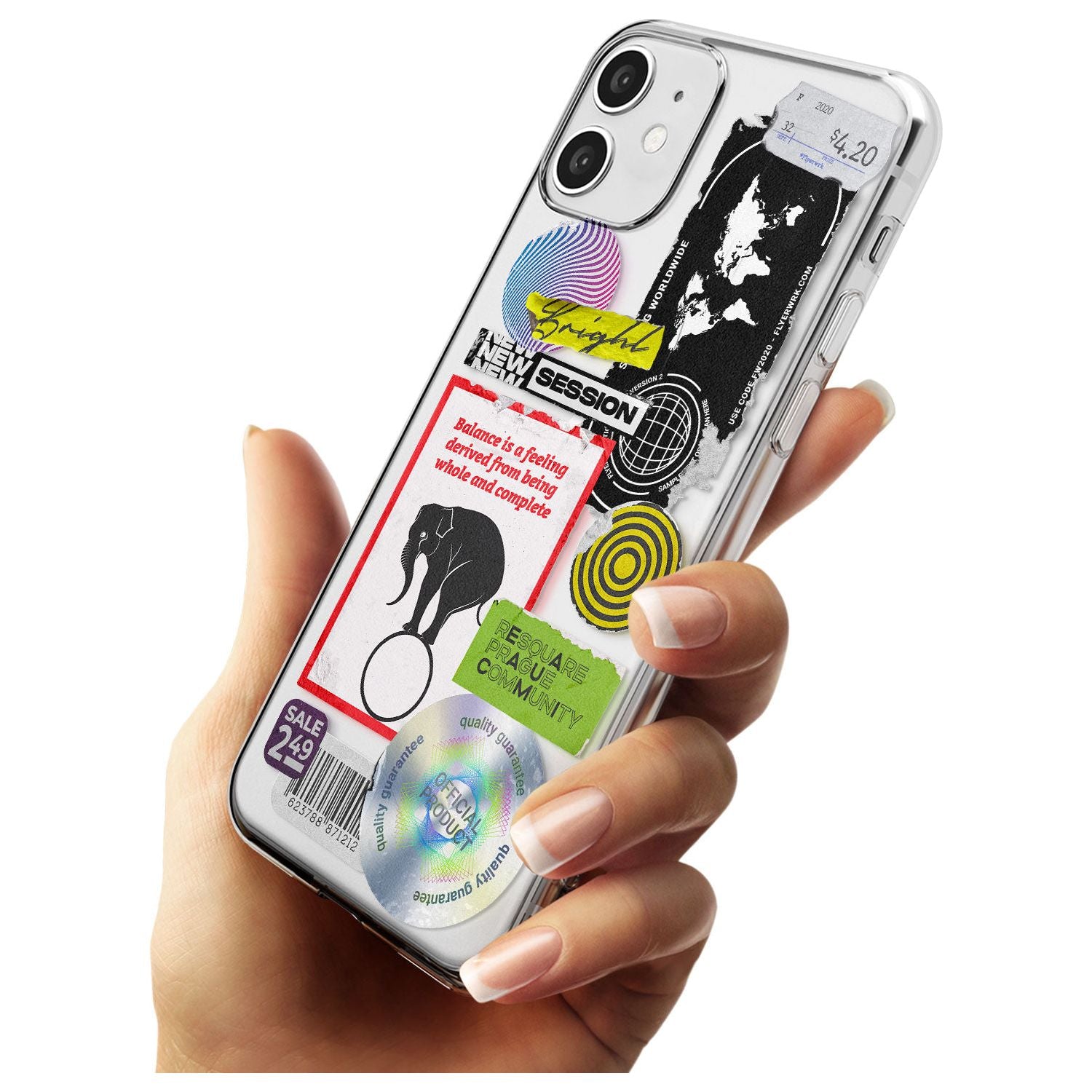 Peeled Sticker Mix Black Impact Phone Case for iPhone 11