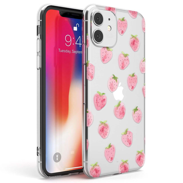 Classic Strawberry Phone Case iPhone 11 / Clear Case,iPhone 12 / Clear Case,iPhone 12 Mini / Clear Case Blanc Space