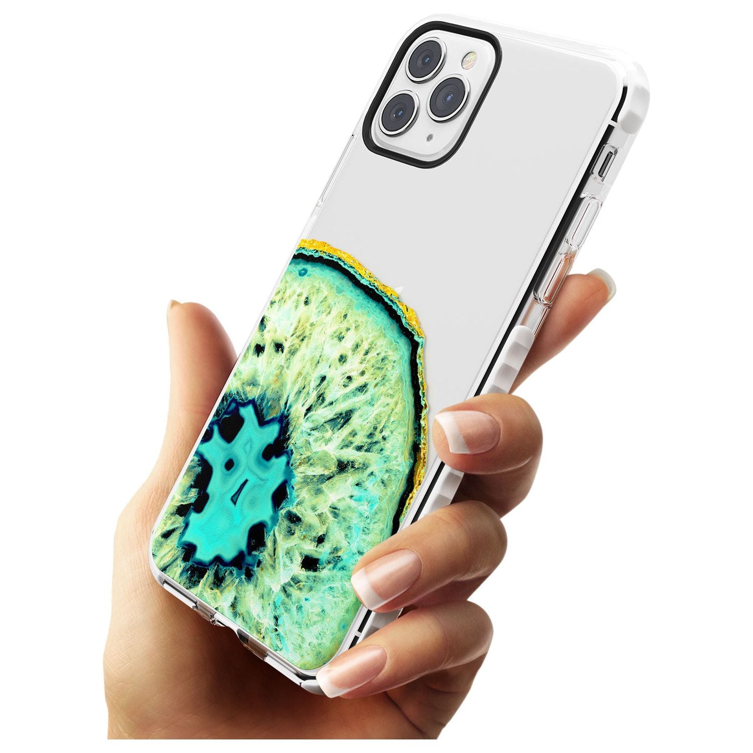 Turquoise & Green Gemstone Crystal Clear Design Impact Phone Case for iPhone 11 Pro Max