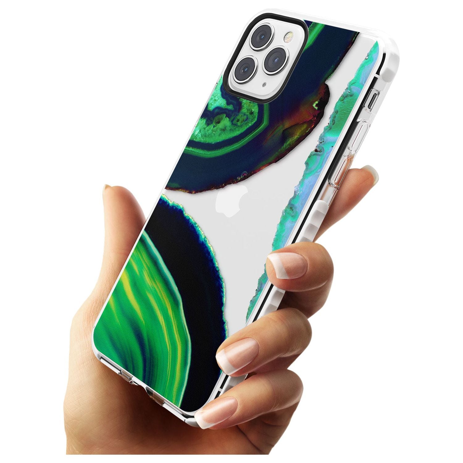 Green & Navy Gemstone Crystal Clear Design Impact Phone Case for iPhone 11 Pro Max