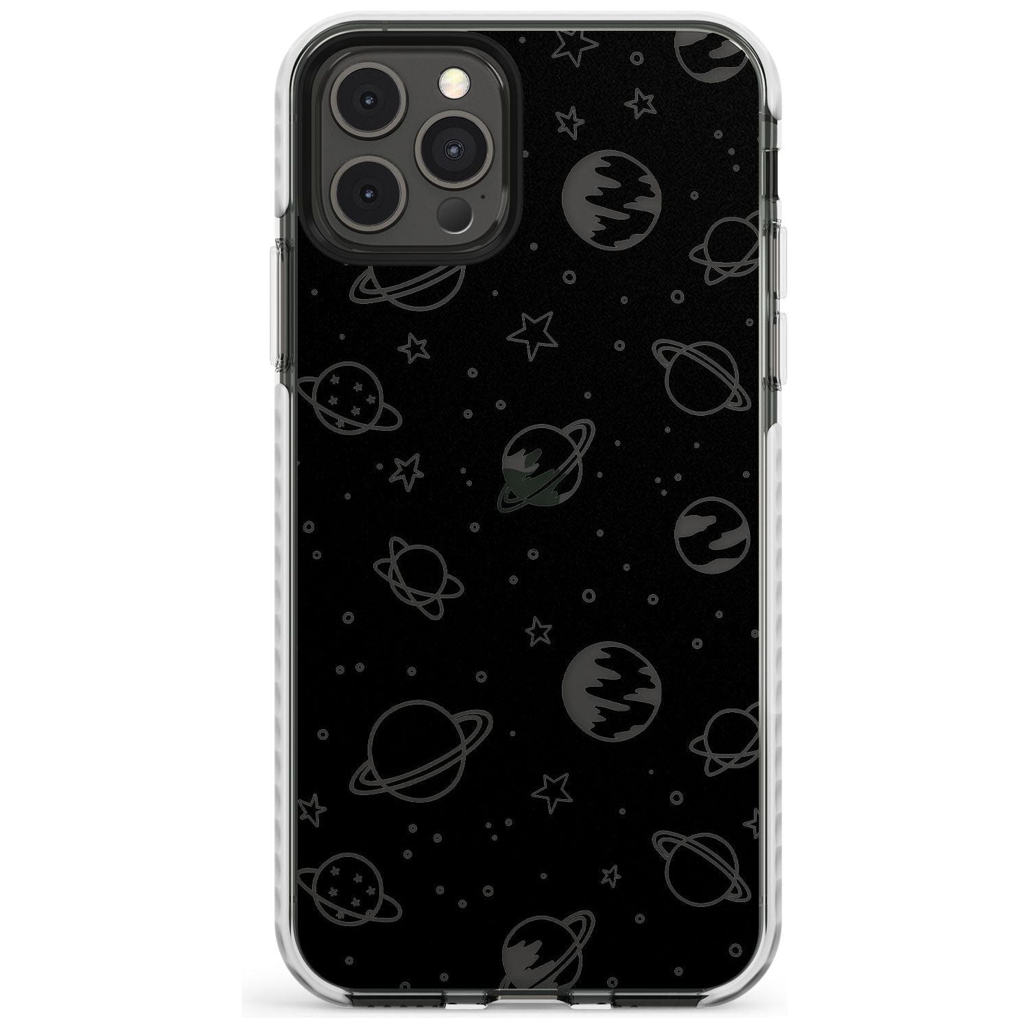 Outer Space Outlines: Clear on Black Slim TPU Phone Case for iPhone 11 Pro Max