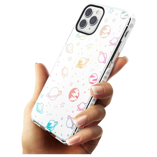Outer Space Outlines: Pastels on White Slim TPU Phone Case for iPhone 11 Pro Max