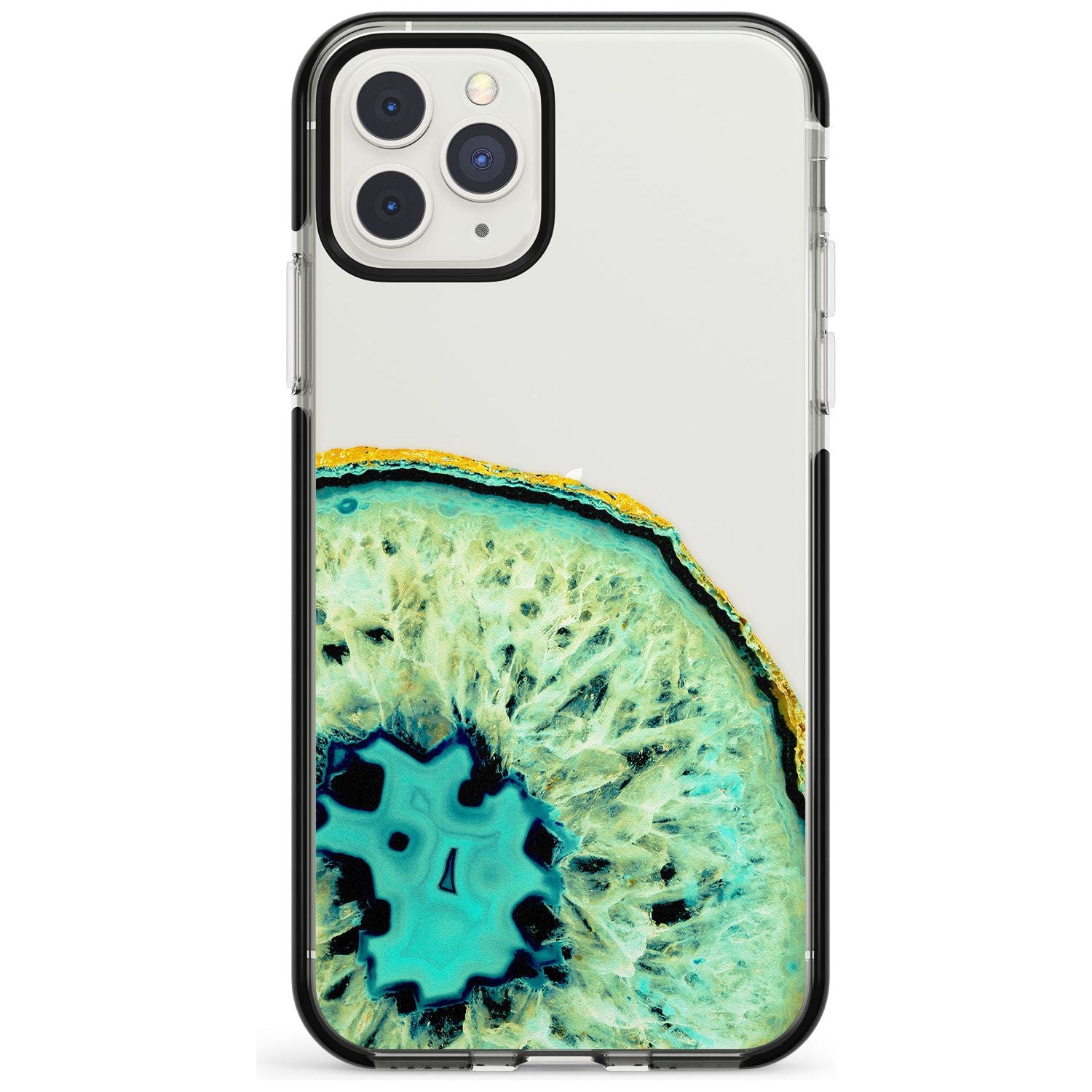 Turquoise & Green Gemstone Crystal Clear Design Black Impact Phone Case for iPhone 11 Pro Max
