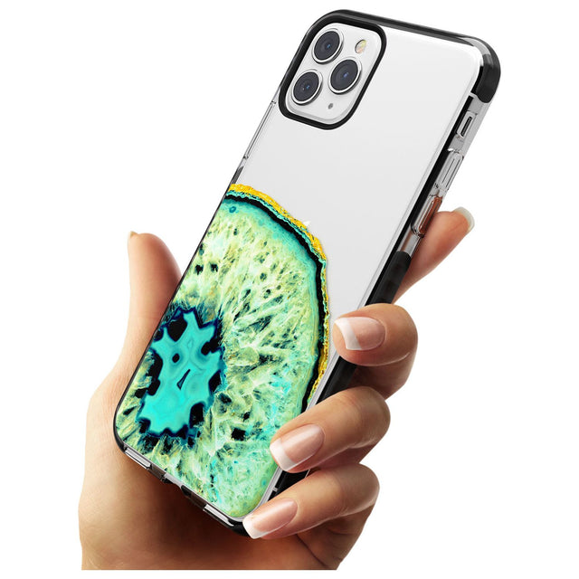 Turquoise & Green Gemstone Crystal Clear Design Black Impact Phone Case for iPhone 11 Pro Max
