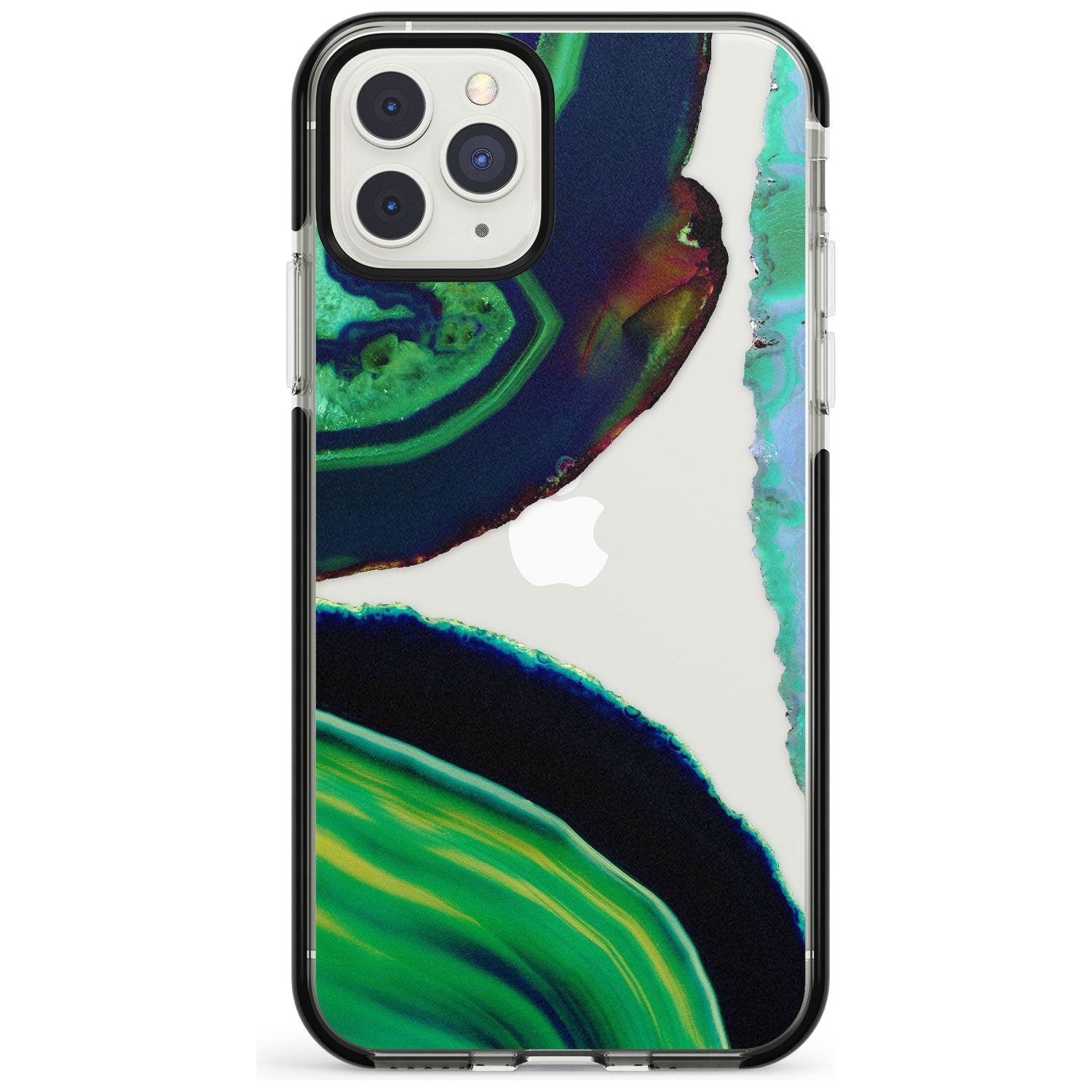 Green & Navy Gemstone Crystal Clear Design Black Impact Phone Case for iPhone 11 Pro Max