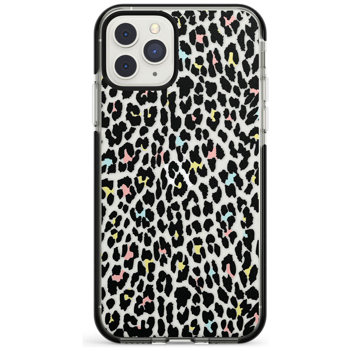 Mixed Pastels Leopard Print - Transparent Black Impact Phone Case for iPhone 11 Pro Max