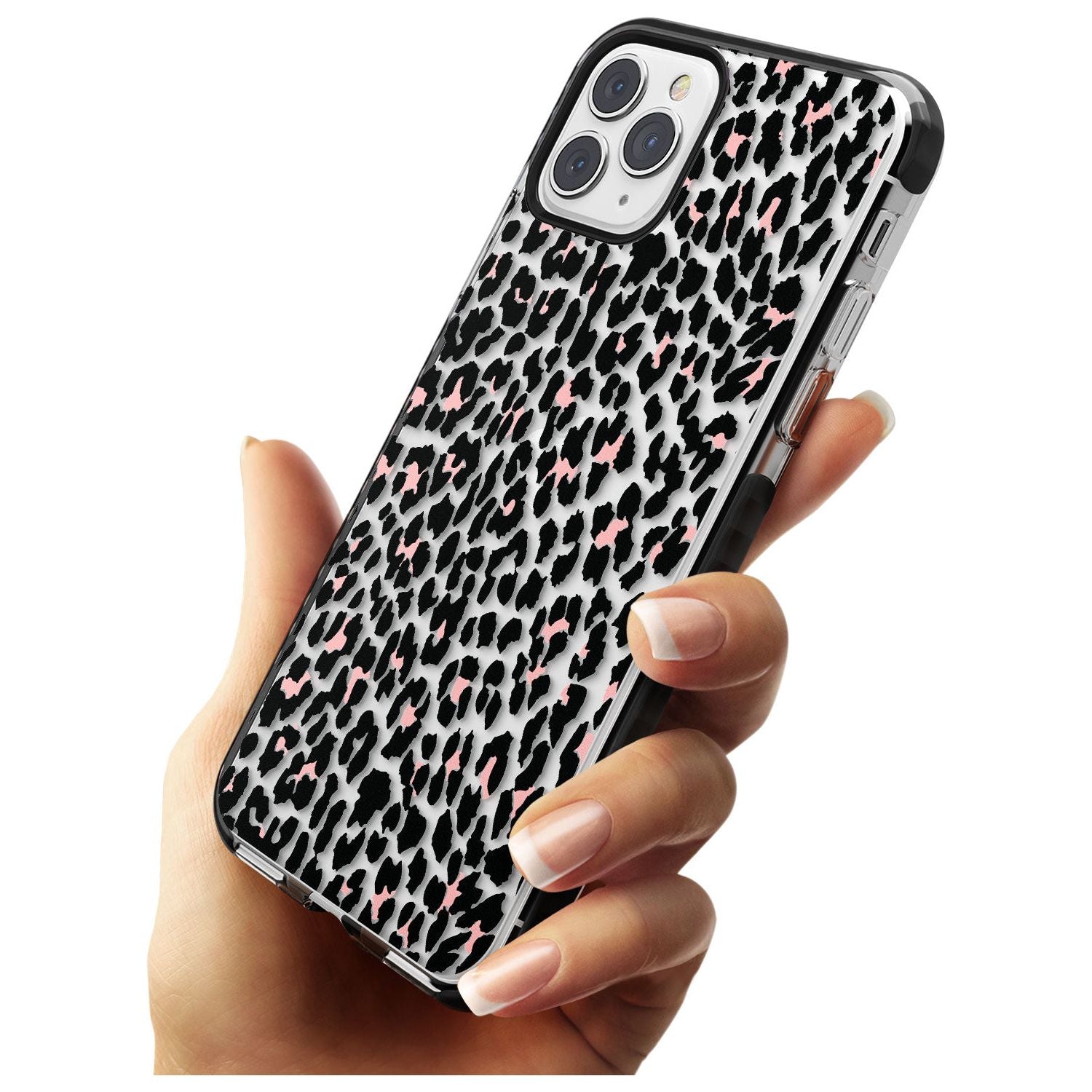 Light Pink Leopard Print - Transparent Black Impact Phone Case for iPhone 11 Pro Max