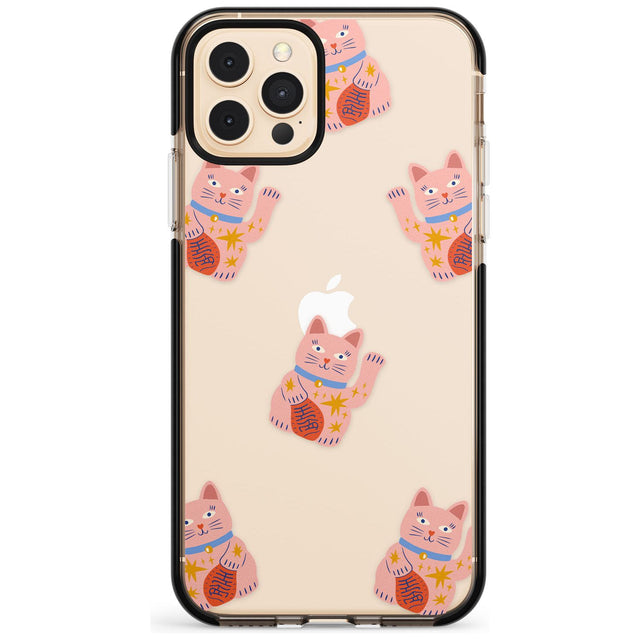 Waving Cat Pattern Black Impact Phone Case for iPhone 11