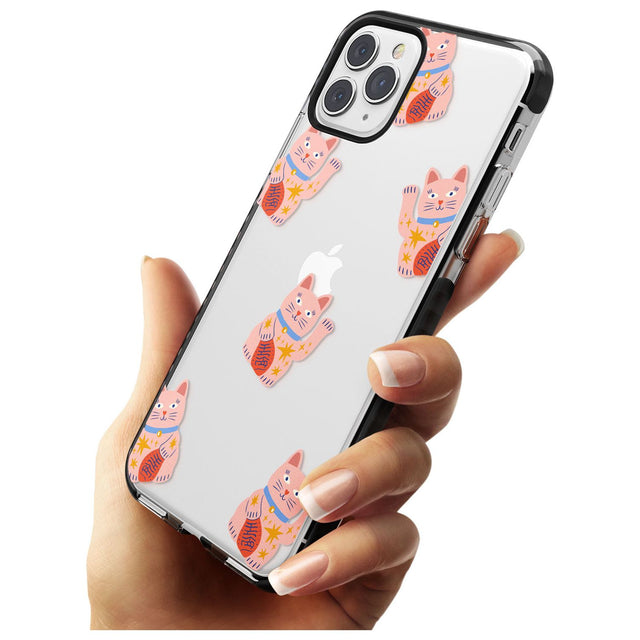 Waving Cat Pattern Black Impact Phone Case for iPhone 11