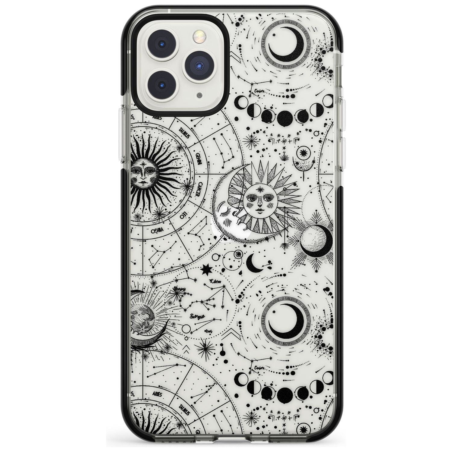 Suns, Moons, Zodiac Signs Astrological Black Impact Phone Case for iPhone 11 Pro Max