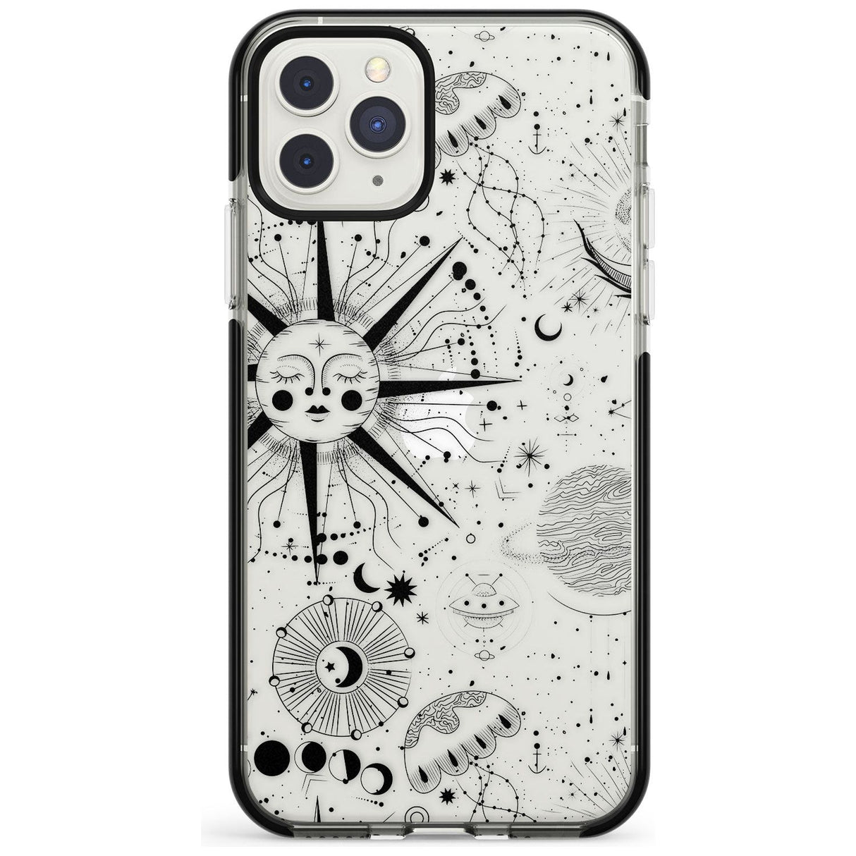 Large Sun Vintage Astrological Black Impact Phone Case for iPhone 11 Pro Max