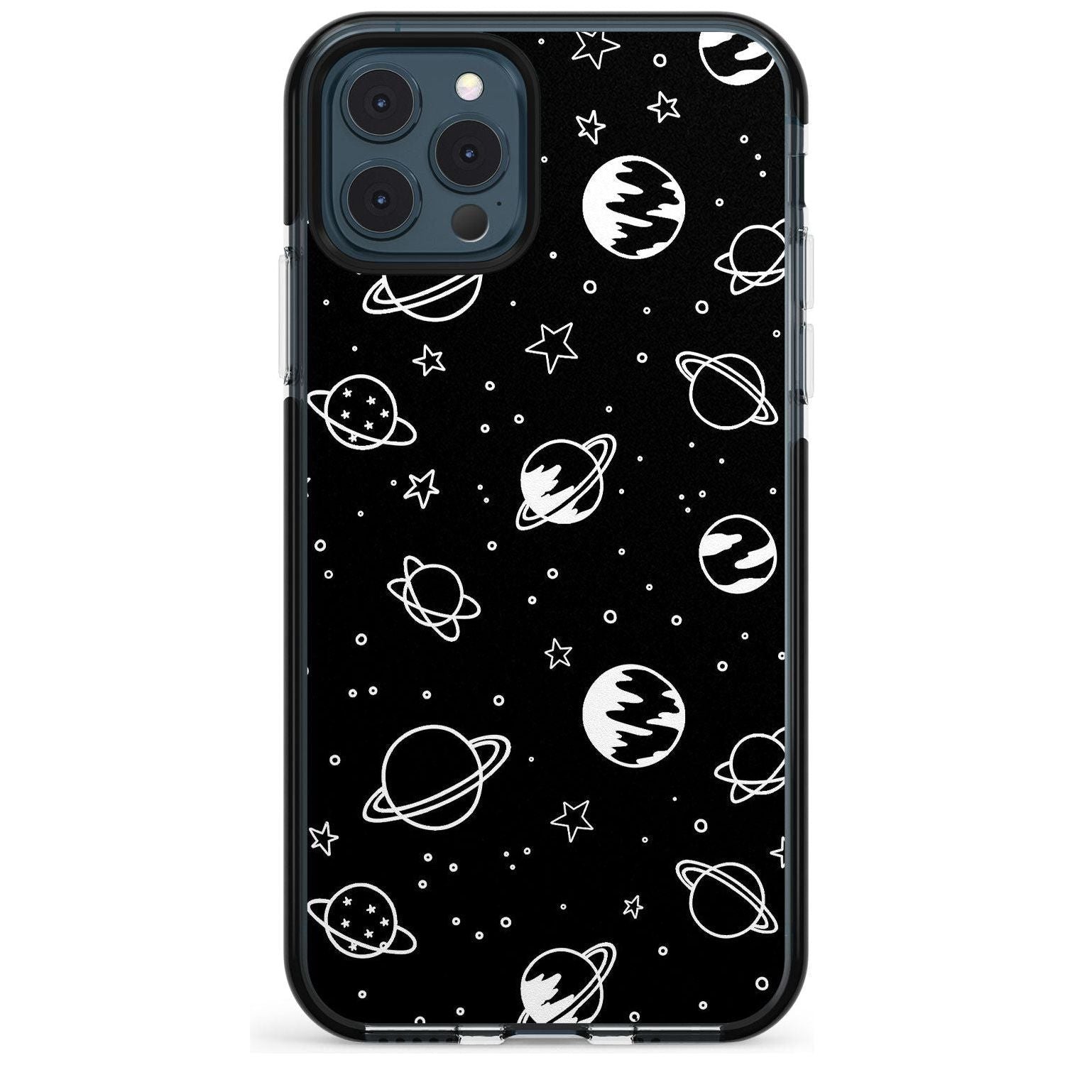 Outer Space Outlines: White on Black Pink Fade Impact Phone Case for iPhone 11