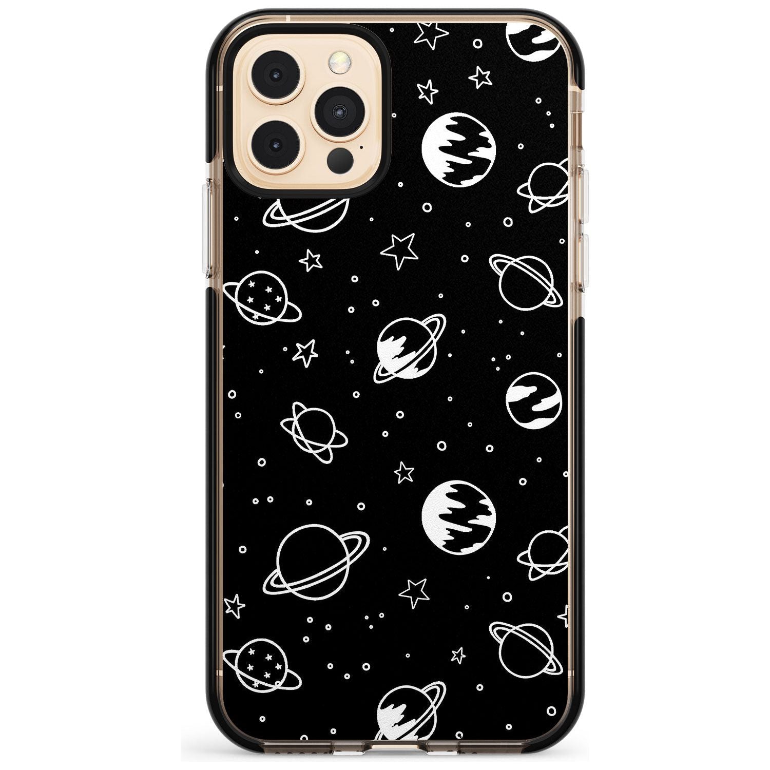 Outer Space Outlines: White on Black Pink Fade Impact Phone Case for iPhone 11