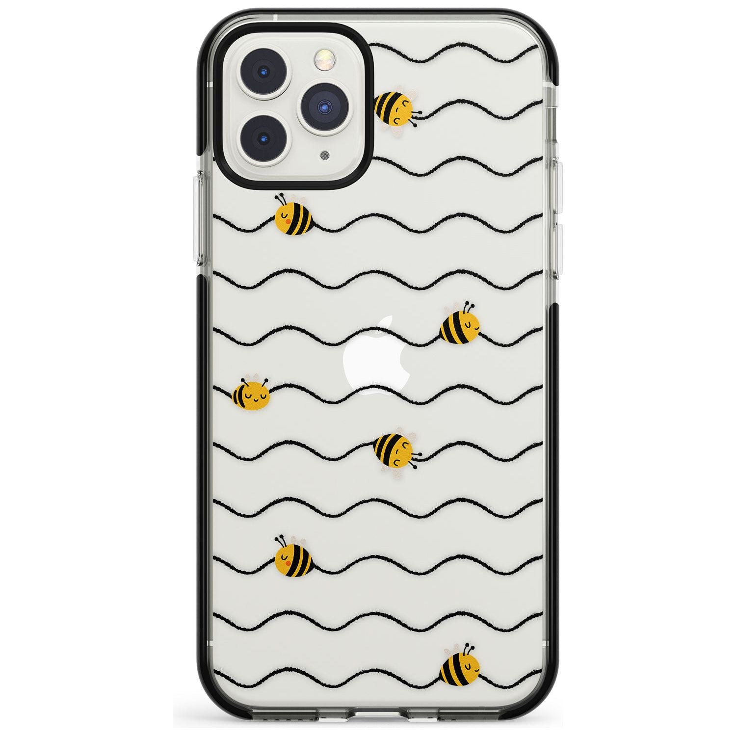 Sweet as Honey Patterns: Bees & Stripes (Clear) Black Impact Phone Case for iPhone 11 Pro Max
