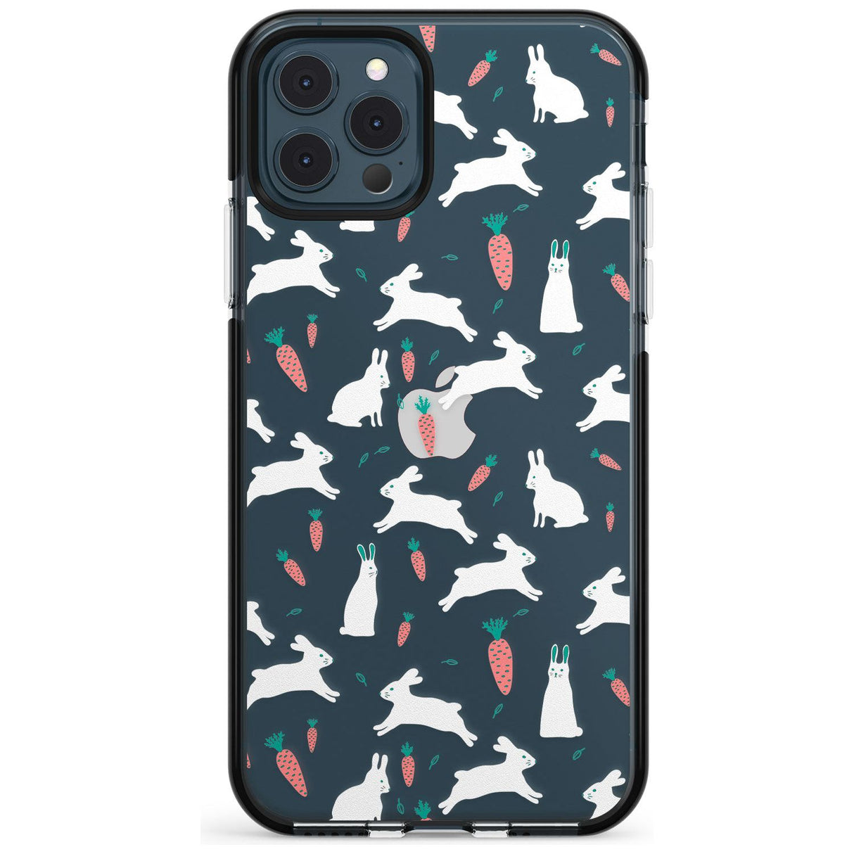 White Bunnies and Carrots Black Impact Phone Case for iPhone 11