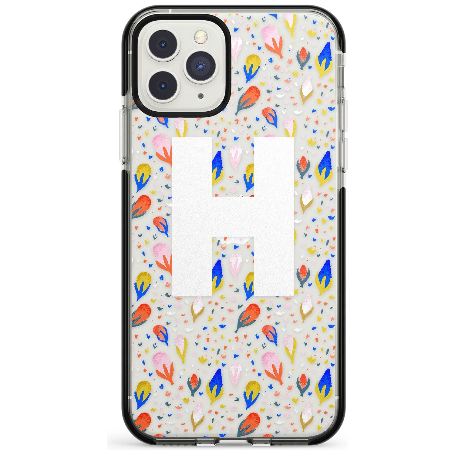 White Monogram Floral iPhone Case  Black Impact Custom Phone Case - Case Warehouse
