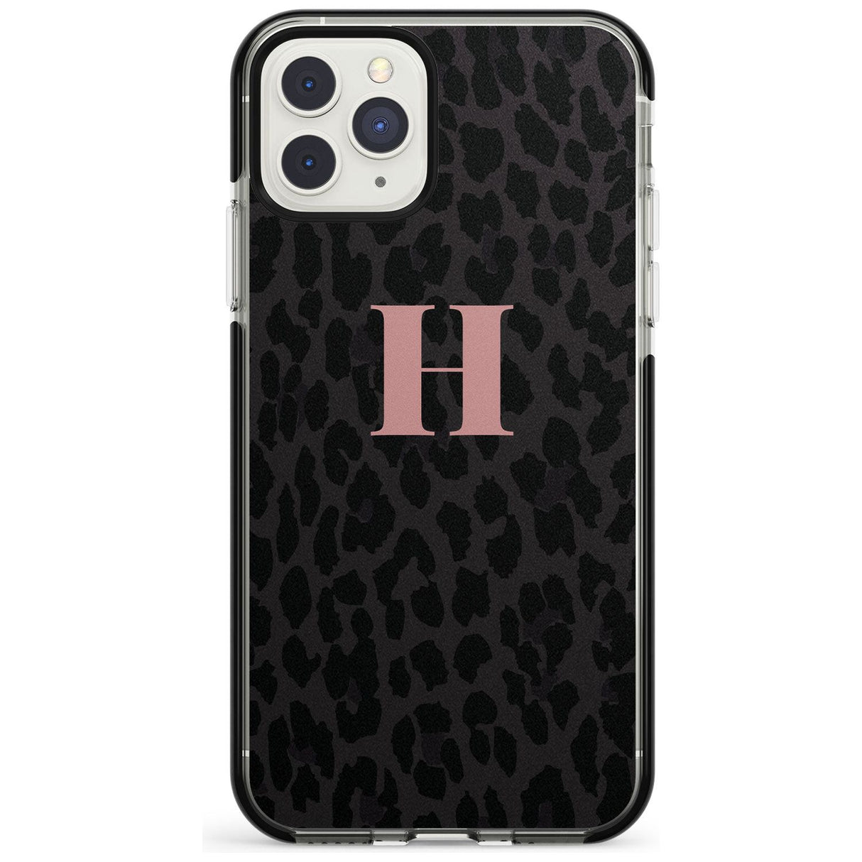 Small Pink Leopard Monogram Black Impact Phone Case for iPhone 11 Pro Max