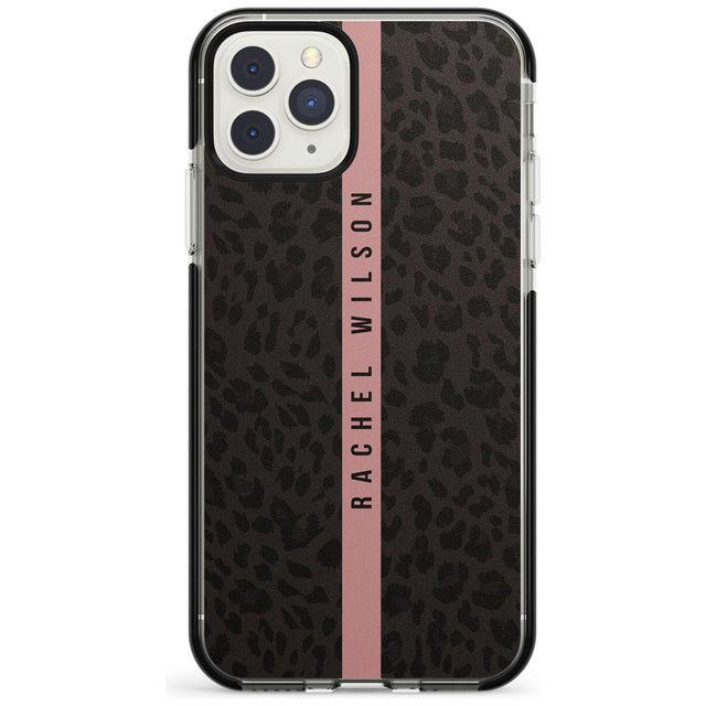 Pink Stripe Leopard Pattern Black Impact Phone Case for iPhone 11 Pro Max