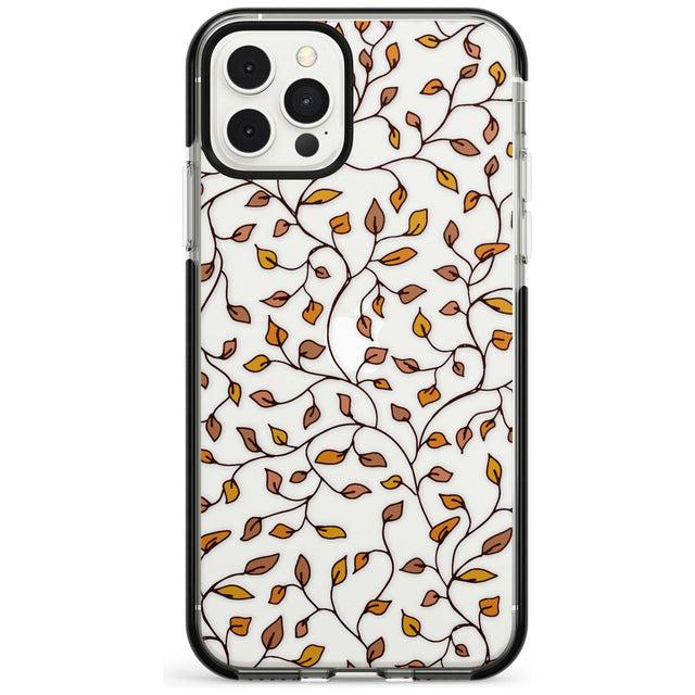 Personalised Autumn Leaves Pattern Black Impact Phone Case for iPhone 11