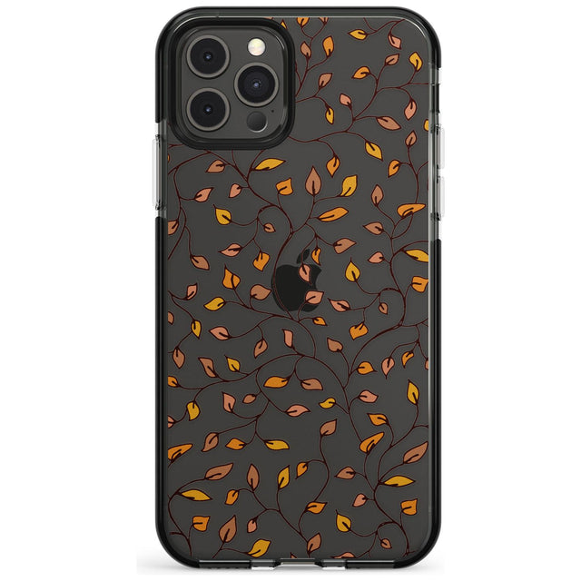Personalised Autumn Leaves Pattern Black Impact Phone Case for iPhone 11