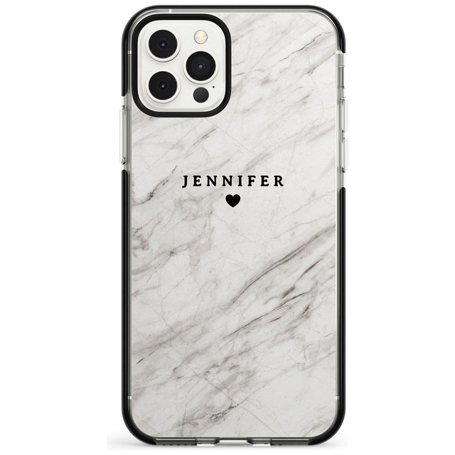 Personalised Light Grey & White Marble Pink Fade Impact Phone Case for iPhone 11