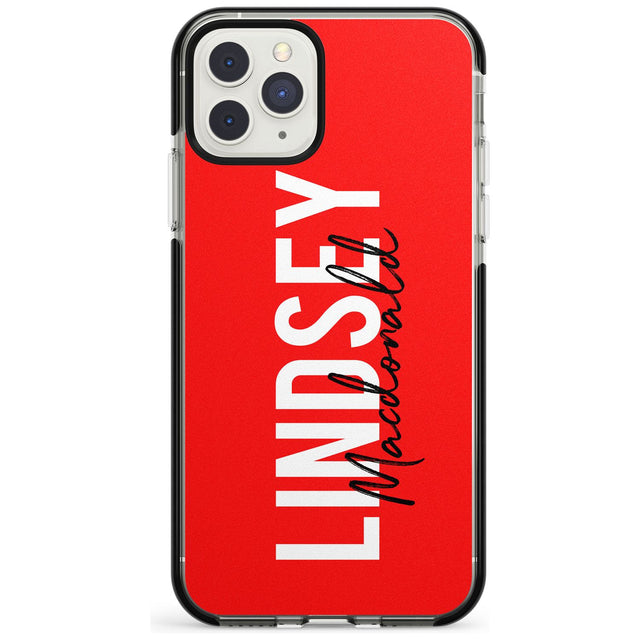 Bold Custom Name: Red Black Impact Phone Case for iPhone 11 Pro Max