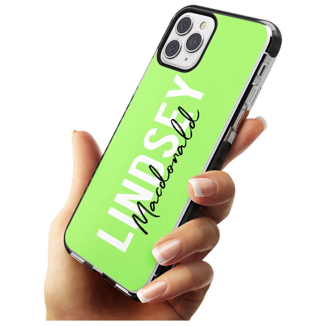 Bold Custom Name: Lime Black Impact Phone Case for iPhone 11 Pro Max